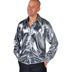 NEU Herren-Kostüm-Hemd silber Glanz, Gr. S