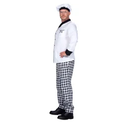 NEU Herren-Kostüm Koch mit Hose, Oberteil und Kochmütze, Gr. S