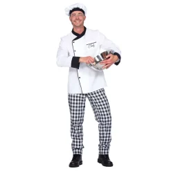 NEU Herren-Kostüm Koch mit Hose, Oberteil und Kochmütze, Gr. S