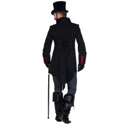 NEU Herren-Kostüm Luxus-Vampir-Mantel, schwarz-rot, Gr. S