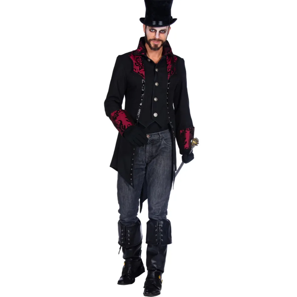NEU Herren-Kostüm Luxus-Vampir-Mantel, schwarz-rot, Gr. S