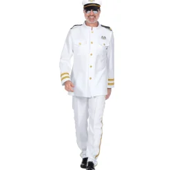 NEU Herren-Kostüm Navy-Offizier oder Kapitän, Hose und Oberteil, weiß, Gr. S