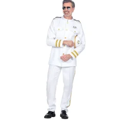 NEU Herren-Kostüm Navy-Offizier oder Kapitän, Hose und Oberteil, weiß, Gr. S