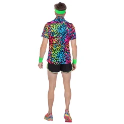 NEU Herren-Kostüm Neon-Hemd Leopard, neon-bunt, Gr. S