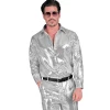 NEU Herren-Kostüm Pailletten-Hemd silber, Gr. S-M