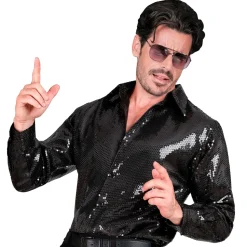 NEU Herren-Kostüm Pailletten-Hemd schwarz, Gr. S-M
