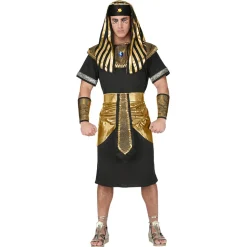 NEU Herren-Kostüm Pharao / Ägypter, schwarz mit Gürtel, Kragen und Kopfbedeckung, Gr. S