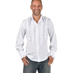 NEU Herren-Kostüm Rüschenhemd Silky, weiß, Gr. S