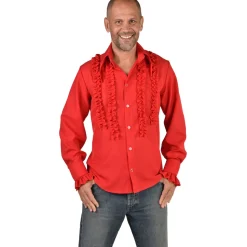 NEU Herren-Kostüm Rüschenhemd Silky, rot, Gr. S