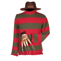 NEU Herren-Kostüm Scheren-Killer, rot-grün gestreifter Pulli, Gr. S-M