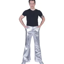 NEU Herren-Kostüm Schlaghose Disco-Fever silber, Gr. 48-50
