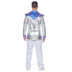 NEU Herren-Kostüm Space-Jacke, metallic-silber-irisierend, Gr. S