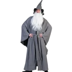 NEU Herren-Kostüm Zauberer-Mantel grau, mit Hut und Gürtel, Einheitsgröße