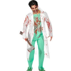 NEU Herren-Kostüm Zombie-Arzt, mit Kittel, Hemd, Hose und Handschuhen, Gr. M-L