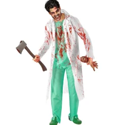NEU Herren-Kostüm Zombie-Arzt, mit Kittel, Hemd, Hose und Handschuhen, Gr. M-L