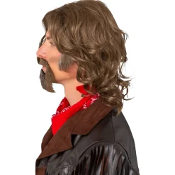 NEU Herren-Perücke Popstar mit Bart, braun, größenverstellbar