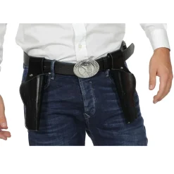 NEU Holstergürtel / Pistolenholster doppelt mit Patronen, schwarz, 135cm