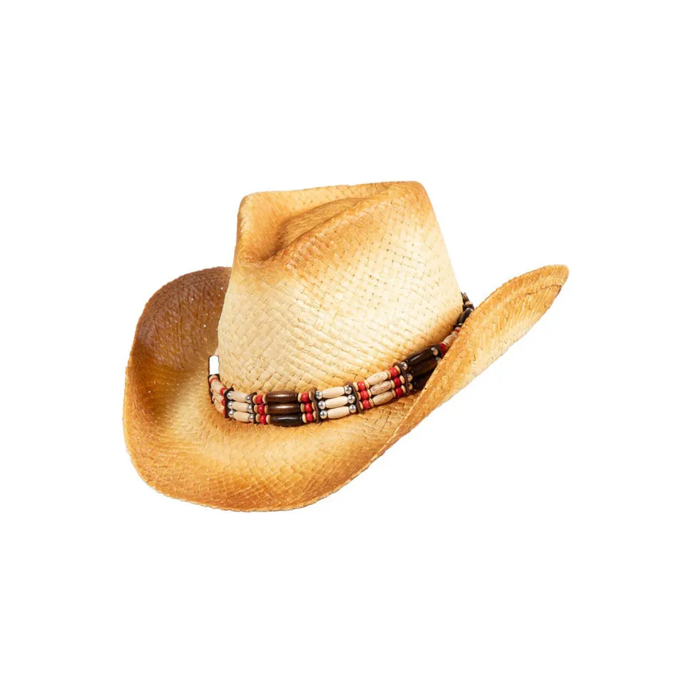 NEU Hut Cowboy aus Stroh mit Hutband, natur, Einheitsgröße