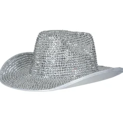NEU Hut Glamour-Cowgirl mit Glittersteinen, silber, Einheitsgröße