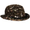 NEU Hut Melone Deluxe mit Pailletten in gold-schwarz, Kopfweite 57-58cm