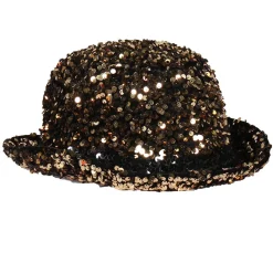 NEU Hut Melone Deluxe mit Pailletten in gold-schwarz, Kopfweite 57-58cm
