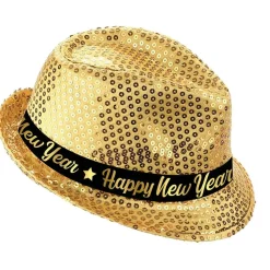 NEU Hut mit Pailletten Happy New Year, gold