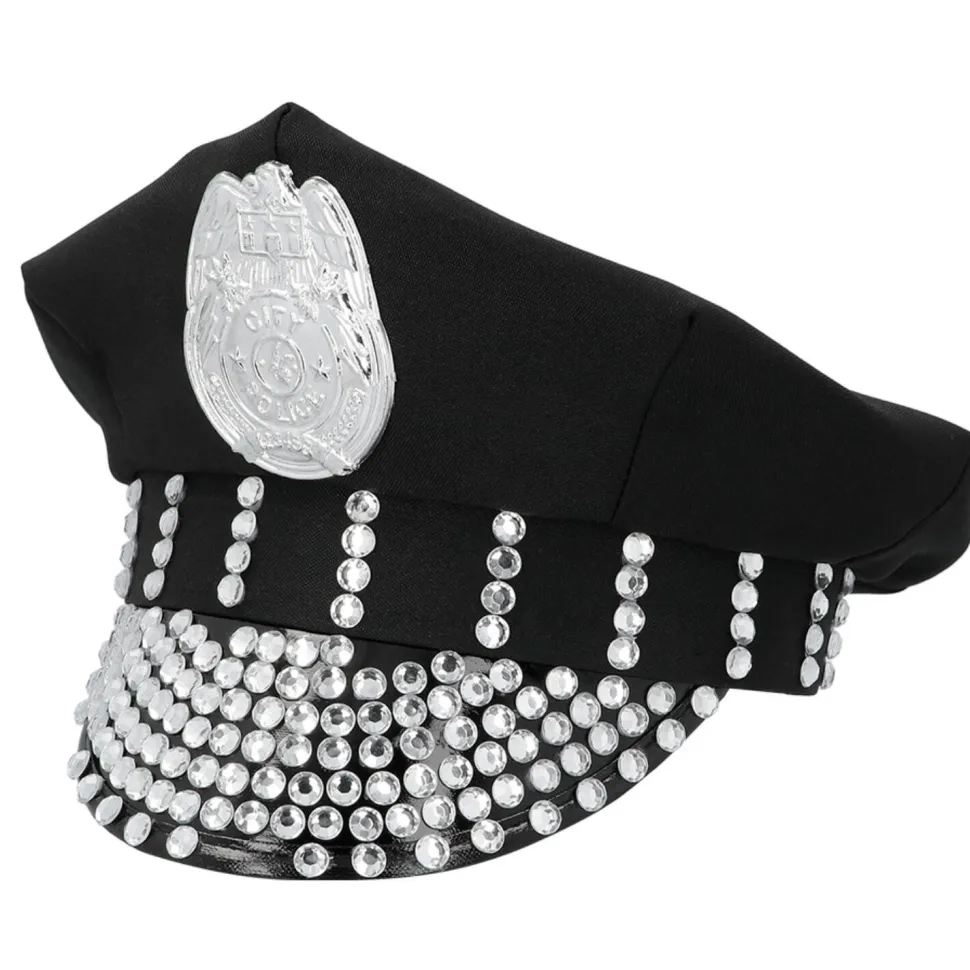 NEU Hut/Mütze Glamour Polizistin, mit Schmucksteinen