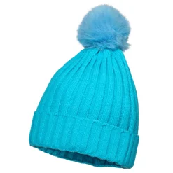 NEU Hut Mütze Skifahrer mit Bommel, Pudelmütze, Hellblau