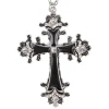 NEU Kette mit schwerem, schwarzen Strasskreuz, Silber-Schwarz für Halloween, Hexen & Co.
