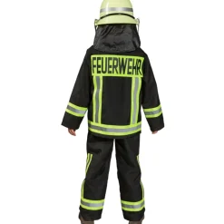 NEU Kinder-Kostüm Feuerwehr, zweiteiliges Feuerwehrkostüm, schwarz, Gr. 104