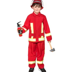 NEU Kinder-Kostüm Feuerwehr, zweiteiliges Feuerwehrkostüm, rot, Gr. 104