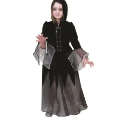 NEU Kinder-Kostüm Hexenkleid Dolores, 2-tlg. Mit Haube, schwarz, Gr. 128