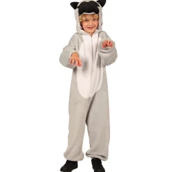 NEU Kinder-Kostüm Hund aus dickem Plüsch, Overall, grau, Gr. 80-86