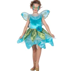 NEU Kinder-Kostüm Schmetterlings-Kleid mit Flügeln, blau-grün, Gr. 104