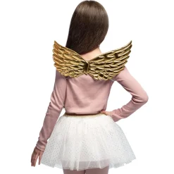 NEU Kinder-Kostüm Set Engelchen mit Flügel und Tutu, gold, Einheitsgröße