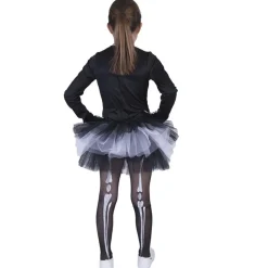 NEU Kinder-Kostüm Skelett-Kleid Suzy, mit Knochenaufdruck und Tüllrock, Gr. 128
