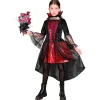 NEU Kinder-Kostüm Vampirin, Kleid mit Halskette, schwarz-rot, Gr. 116, für Kinder von 4-5 Jahren
