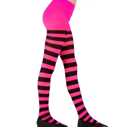 NEU Kinderstrumpfhose, Pink-Schwarz-Gestreift, 70 DEN, Größe: 4-6 Jahre