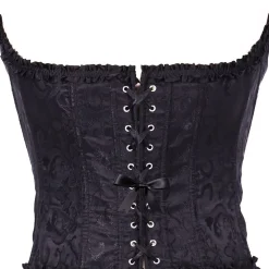 NEU Korsage Deluxe mit Muster und Rüschen, schwarz, Gr. S
