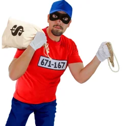 NEU Kostüm-Set Diebesbande, mit Shirt, Handschuhen, Mütze und Augenmaske, Gr. M-L