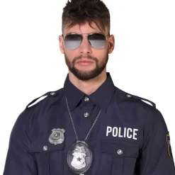 NEU Kostüm-Set Police Officer, mit Brille, Abzeichen und Marke
