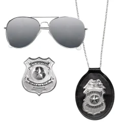 NEU Kostüm-Set Police Officer, mit Brille, Abzeichen und Marke