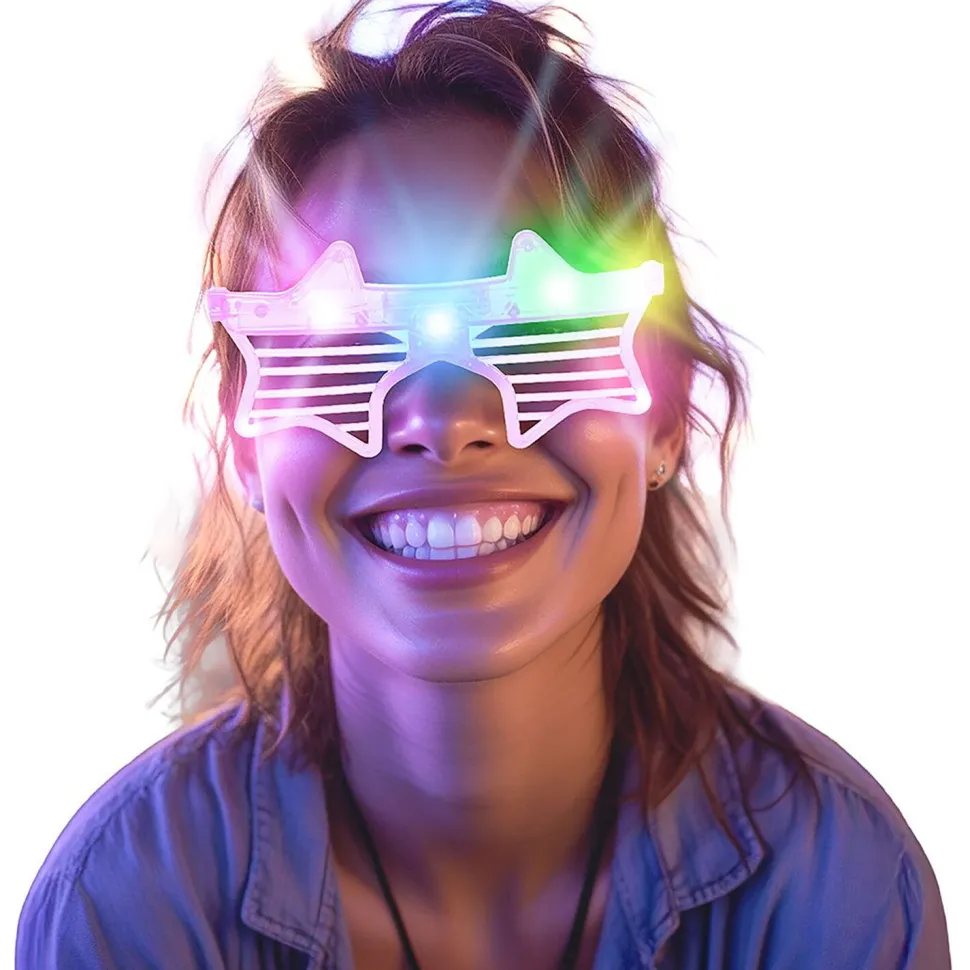NEU LED Gitter-Brille Stern, leuchtend, sortierte Farben, 1 Stück