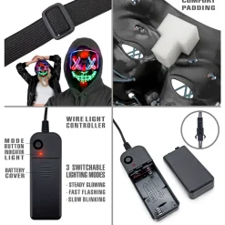 NEU LED-Maske Halloween bunt, größenverstellbar