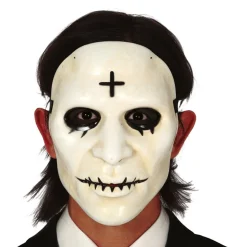 NEU Maske Halloween-Priester, weiß, mit Kreuz
