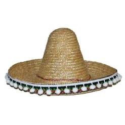 NEU Mexikanischer Hut / Sombrero mit Bommeln, Durchmesser 60 cm, Natur