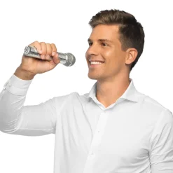 NEU Mikrofon Disco, mit Spiegelplättchen, silber