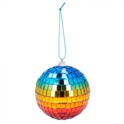 NEU Mini-Disco-Kugeln regenbogen, 8cm, mit Aufhänger, 6 Stück
