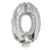 NEU Mini-Folienballon am Papierstäbchen, Zahl 0, silber, ca. 40cm