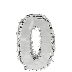 NEU Mini-Zahlen-Pinata silber, 25x16x5cm, Ziffer 0